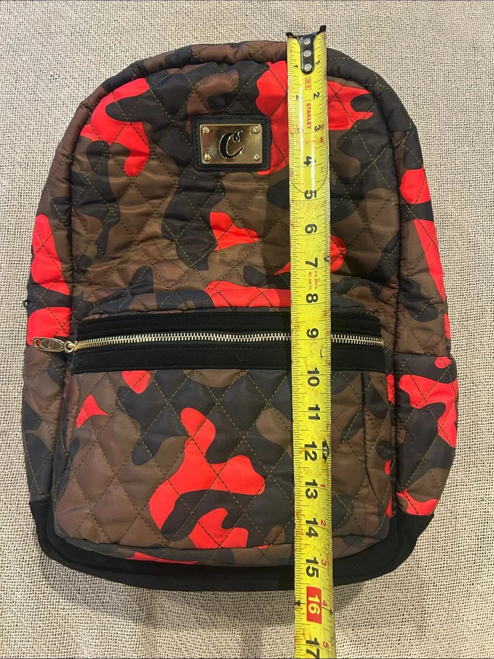 SMELL PROOF double zipper Cookies Quilted Camo Backpack in Red and Brown